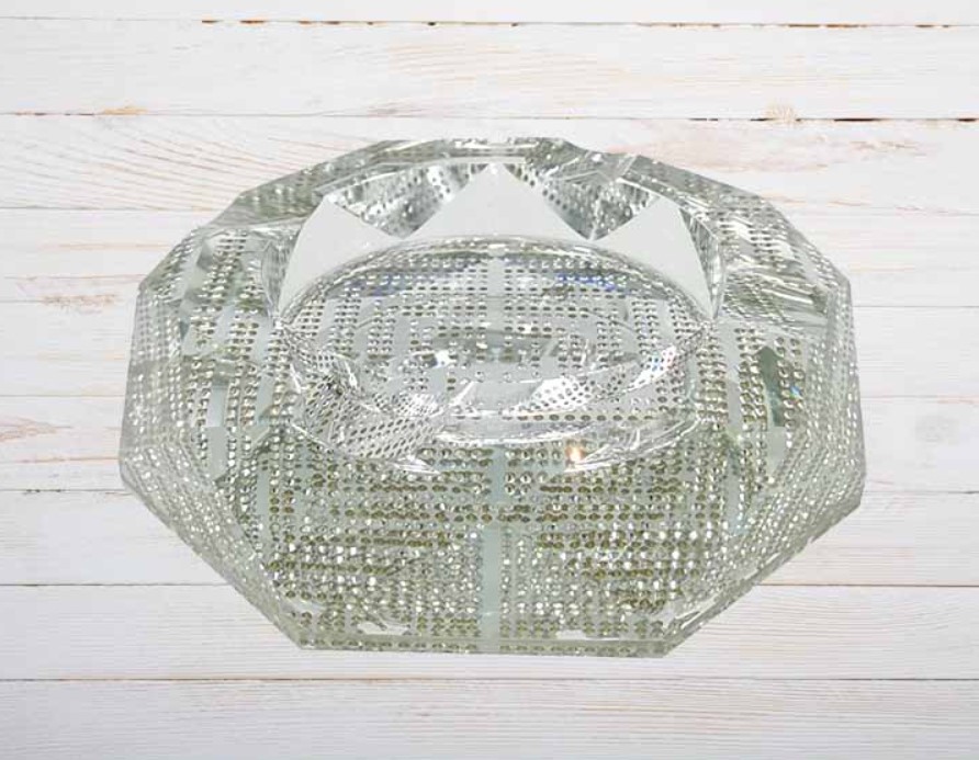 Faro Diamonds kristály szivar hamutartó - ezüstszínű, gyámánt mintás